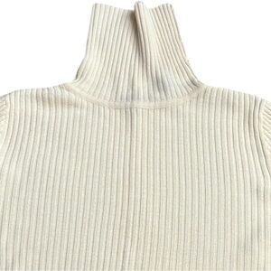 Liz Claiborne Merino Wool Turtleneck Sweater Womens Small Ribbed Cream Casual